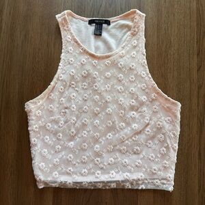 Forever 21 Women's Pink Floral Crop Top